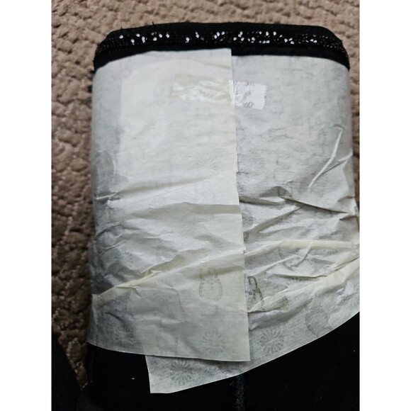 NEW UGG Black Suede Swarovski   Peacock Sheep Fur Lined Boots Sz 8 - Picture 8 of 11